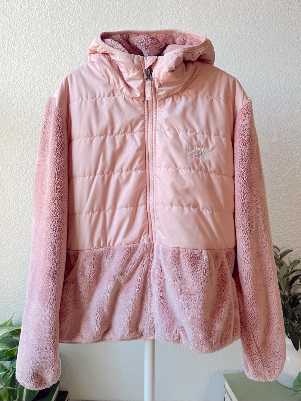 The North Face Girls' Light Pink Hooded Sherpa & Puffer Jacket